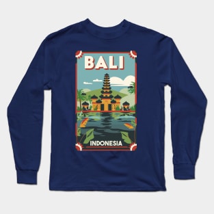 A Vintage Travel Art of Bali Indonesia Long Sleeve T-Shirt